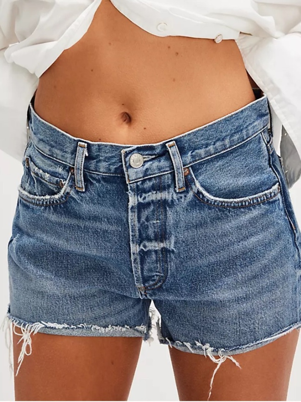 AGOLDE Parker High Rise Denim Jean Shorts Light Wash Chorus Blue